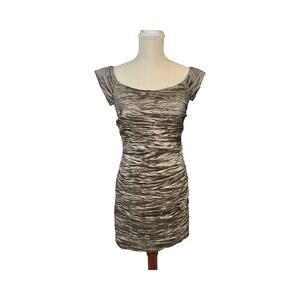 Alex Evenings Pewter Metallic Bandage Sheath Dress Size 10